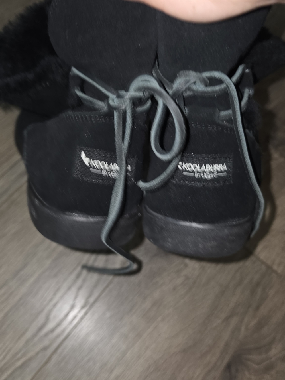 Koolaburra Black Suede Ankle Boots with Sherpa Trim